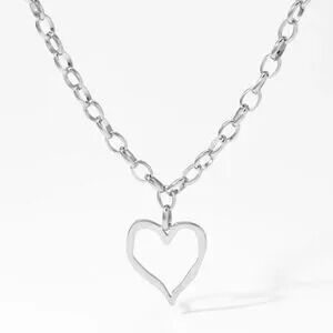 18K Silver Open Heart Necklace (5114) Y2K Gift Minimalist